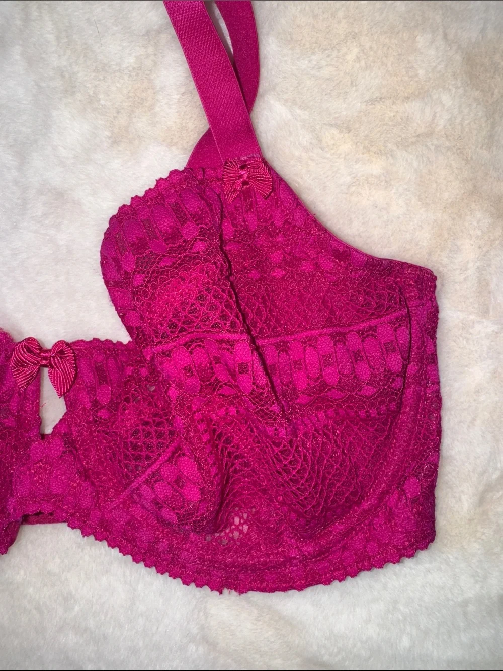 Valege Underwire Lace Bra Unlined Fuchsia Pink Women’s EU 75D US 34D